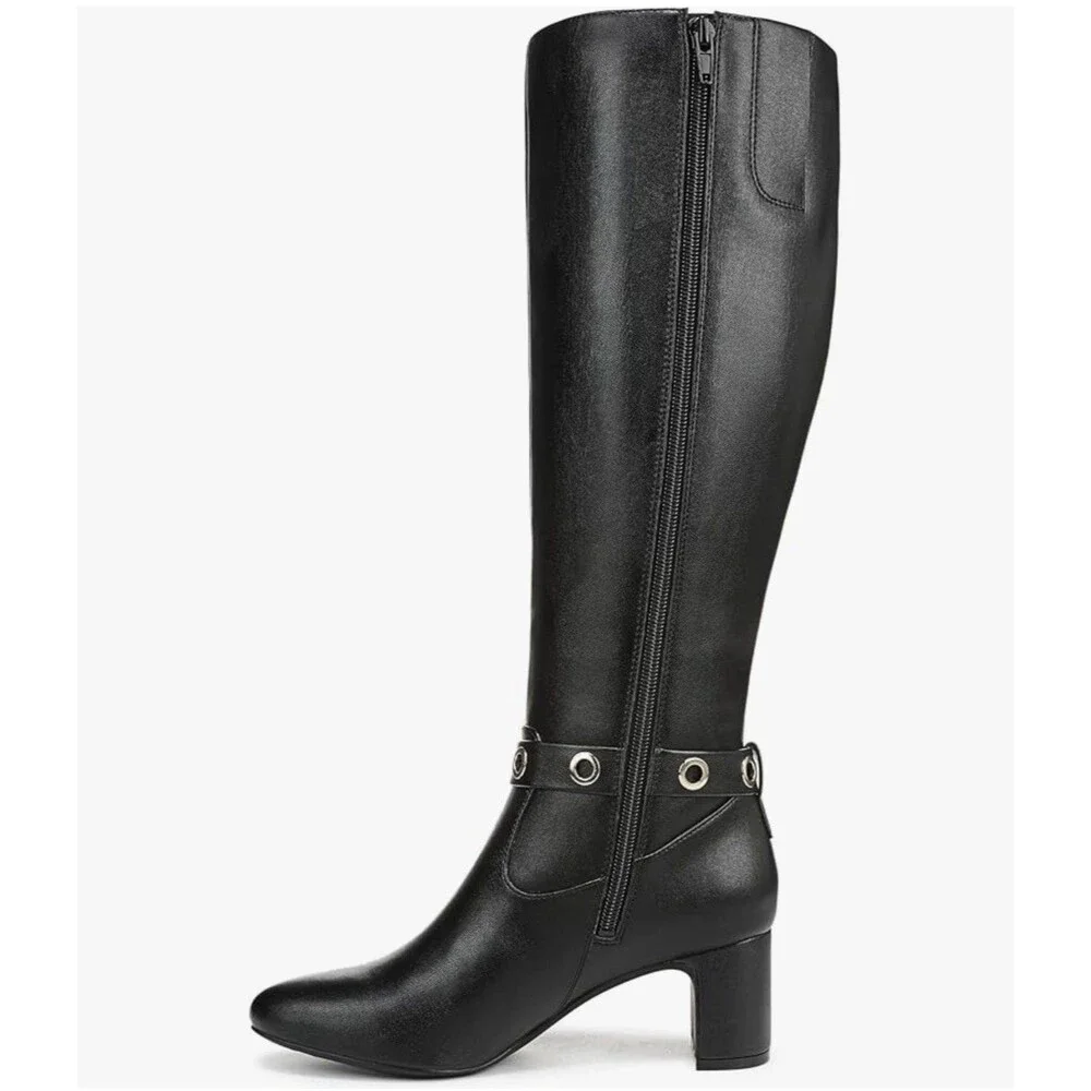 👢LifeStride Tansy Women's Knee-High Fashion Boot Black Size 8W - Block Heel👢